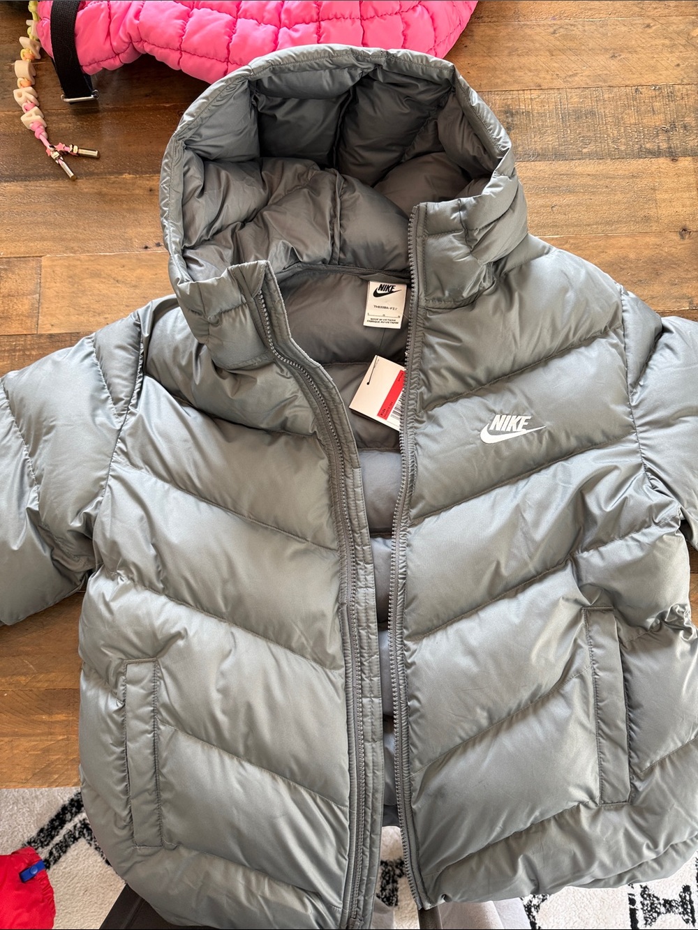 Nike Kids Metallic Gray Puffer Jacket